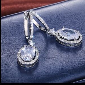 Elegant Silver Crystal Drop Earrings
